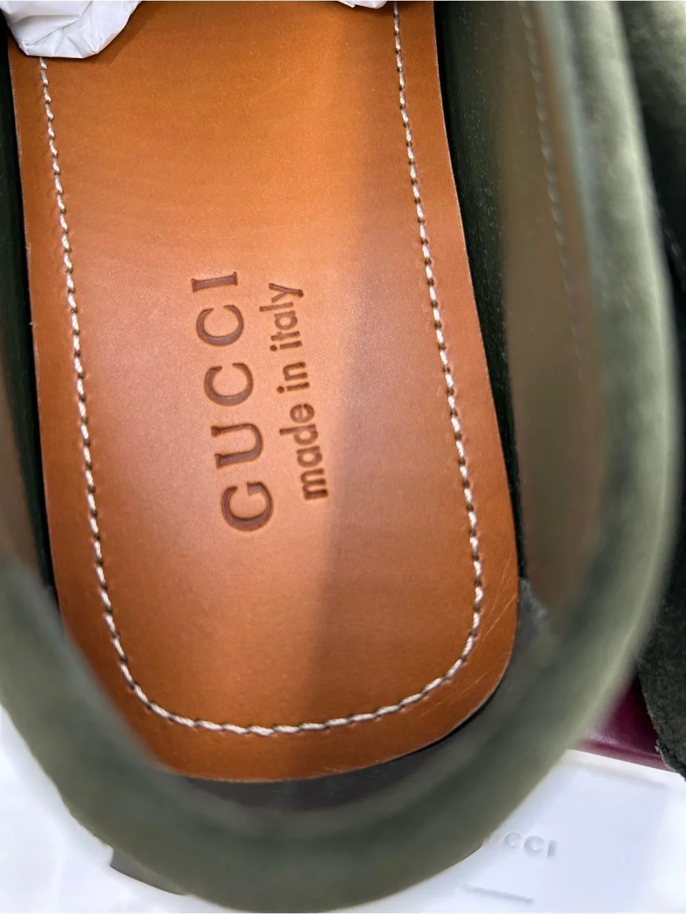 Men's Gucci GG embossed suede driver loafers size 9.5 fits 10 US made in Italy